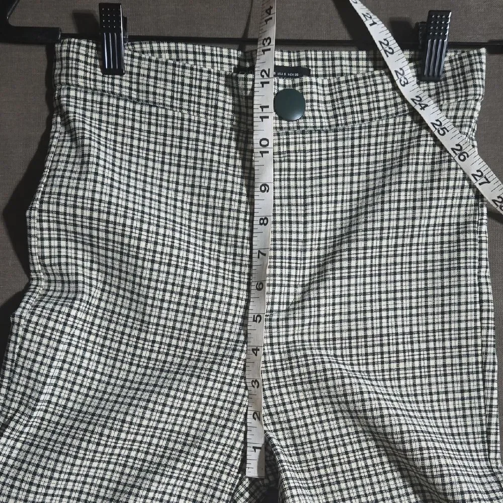 Zara Dark Green and Cream Checkered/Plaid Cropped Pants - Picture 13 of 15